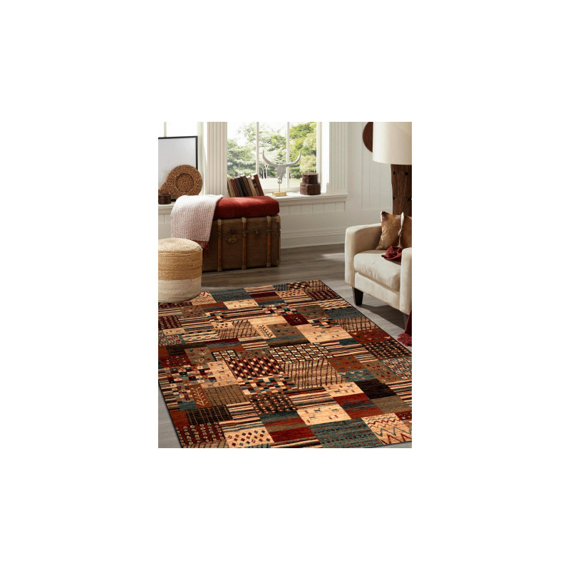 Dywan wełniany KASHQAI 4353 990 Patchwork terakota / beż 200x300cm Dywan wełniany KASHQAI 4353 990 Patchwork terakota / beż 200x300cm