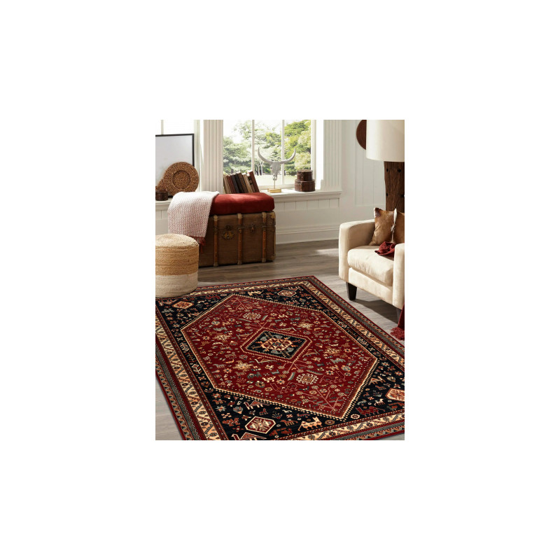 Dywan wełniany KASHQAI 4364 301 orientalny, ramka bordo / czarny 160x240cm Dywan wełniany KASHQAI 4364 301 orientalny, ramka bordo / czarny 160x240cm