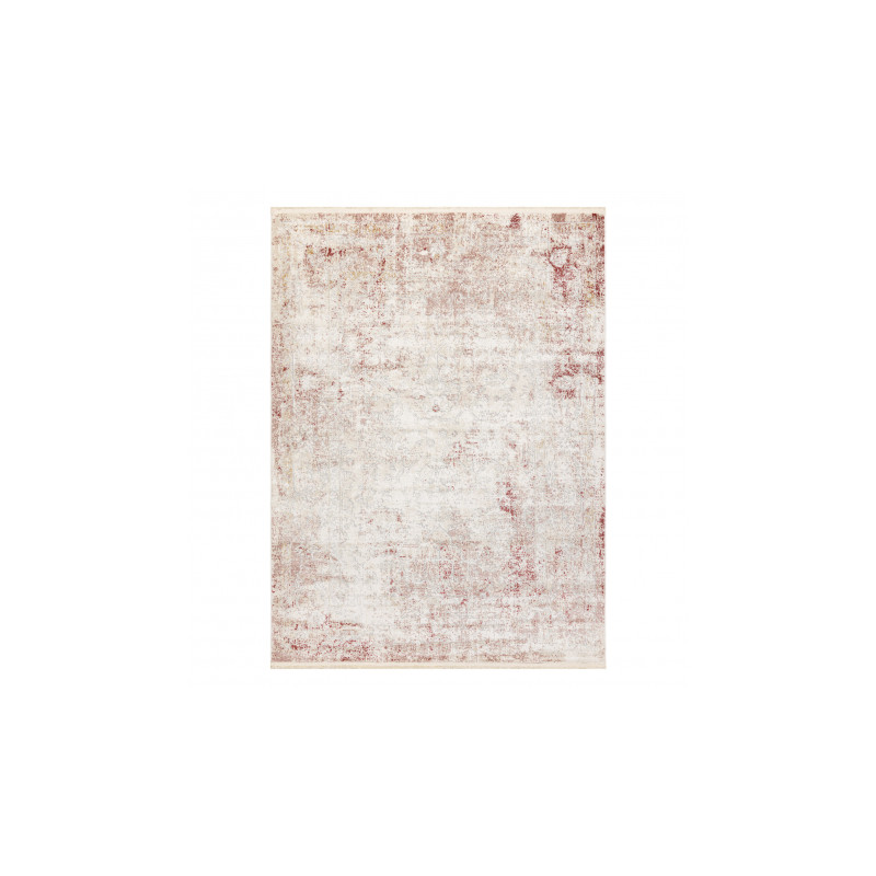 Dywan DISTIN 0828A różowy / pudrowy / biały nowoczesny - Abstrakcja, vintage, frędzle 80x150cm