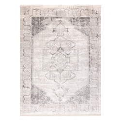 Dywan DISTIN 0107B szary / jasnoszary / biały nowoczesny - Ornament, ramka, vintage, frędzle 140x190cm