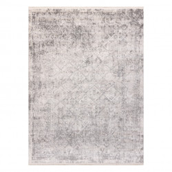 Dywan DISTIN 0200A szary / jasnoszary / biały nowoczesny - Romby, ramka, vintage, frędzle 140x190cm