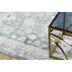 Dywan DISTIN 0835A szary / jasnoszary / biały nowoczesny - Ornament, ramka, vintage, frędzle 80x150cm