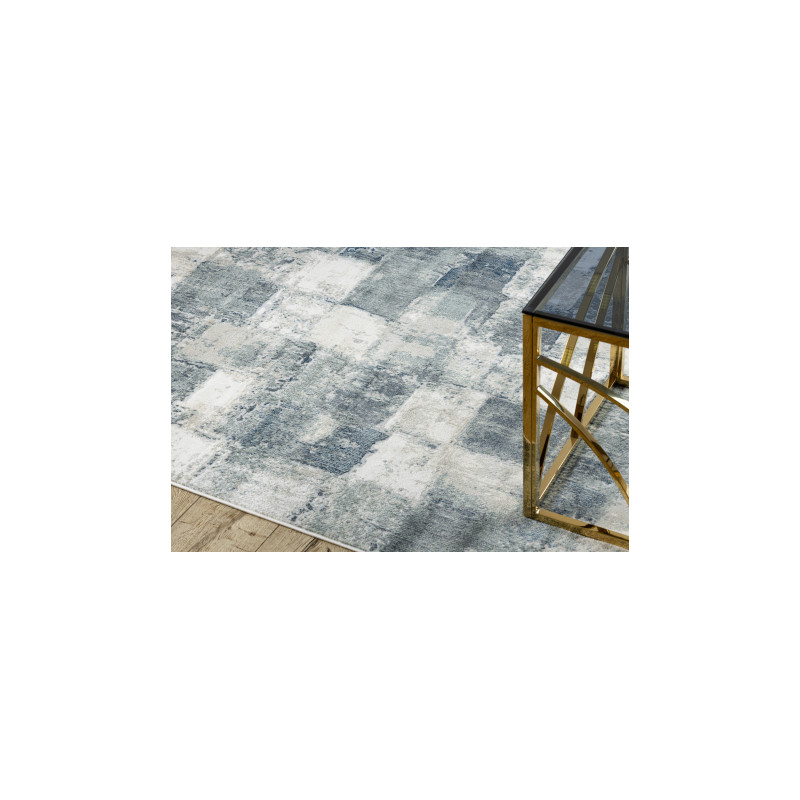 Dywan DISTIN 0143A granatowy / niebieski / biały nowoczesny - Geometryczny, vintage, frędzle 80x150cm