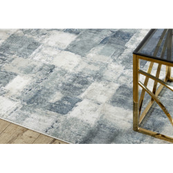 Dywan DISTIN 0143A granatowy / niebieski / biały nowoczesny - Geometryczny, vintage, frędzle 140x190cm