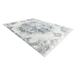 Dywan DISTIN 0820A granatowy / niebieski / biały nowoczesny - Ornament, vintage, frędzle 80x150cm
