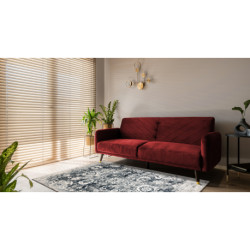 Dywan DISTIN 0822A granatowy / niebieski / biały nowoczesny - Rozeta, vintage, frędzle 120x170cm