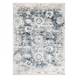Dywan DISTIN 0822A granatowy / niebieski / biały nowoczesny - Rozeta, vintage, frędzle 140x190cm