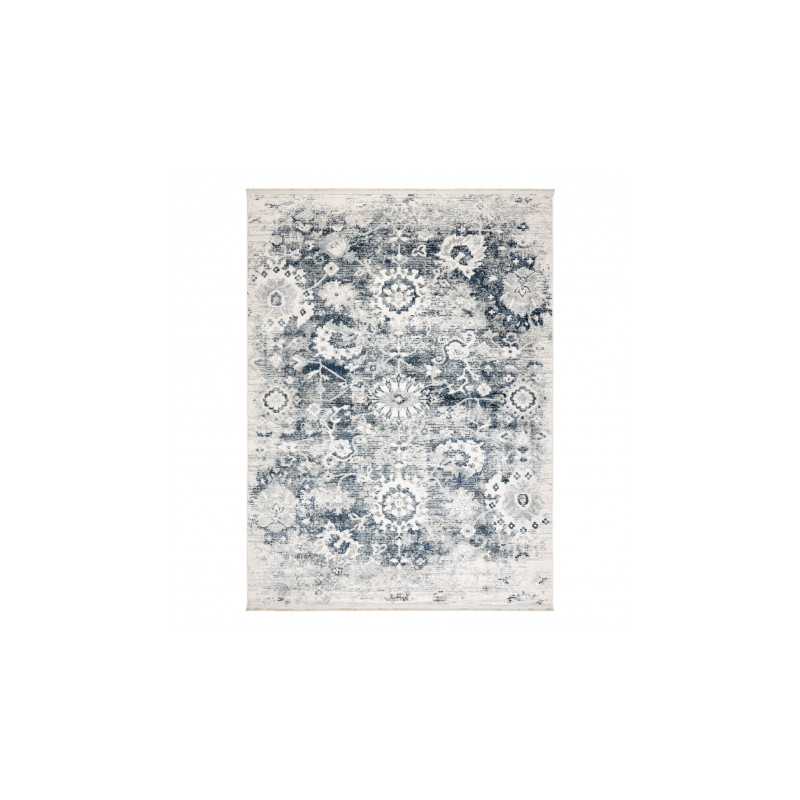 Dywan DISTIN 0822A granatowy / niebieski / biały nowoczesny - Rozeta, vintage, frędzle 140x190cm