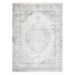 Dywan DISTIN 0201A biały / niebieski / jasnozielony nowoczesny - Ornament, ramka, vintage, frędzle 120x170cm