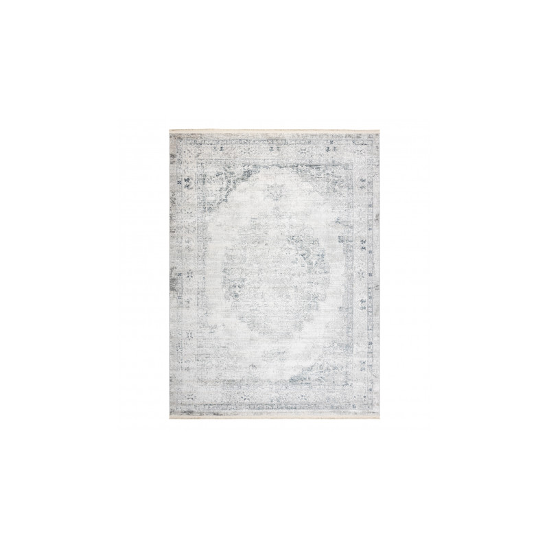 Dywan DISTIN 0201A biały / niebieski / jasnozielony nowoczesny - Ornament, ramka, vintage, frędzle 120x170cm