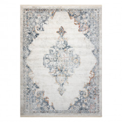 Dywan DISTIN 0826A biały / niebieski / jasnozielony nowoczesny - Ornament, vintage, frędzle 140x190cm