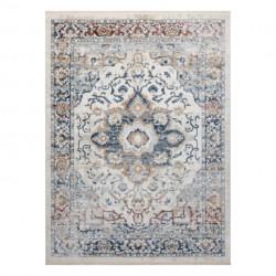 Dywan DISTIN 0834A granatowy / niebieski / żółty / terakota nowoczesny - Ornament, vintage, frędzle 140x190cm