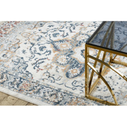 Dywan DISTIN 0834A granatowy / niebieski / żółty / terakota nowoczesny - Ornament, vintage, frędzle 140x190cm