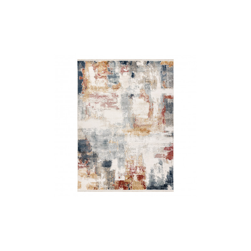Dywan DISTIN 0144B biały / różowy / pudrowy nowoczesny - Abstrakcja, vintage, frędzle 140x190cm