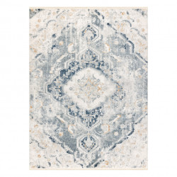 Dywan DISTIN 0816A niebieski / jasnozielony / biały nowoczesny - Ornament, vintage, frędzle 140x190cm