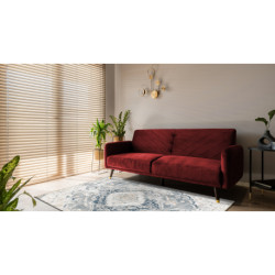 Dywan DISTIN 0816A niebieski / jasnozielony / biały nowoczesny - Ornament, vintage, frędzle 140x190cm