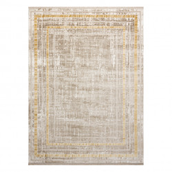 Dywan DUKE 51523 beż / złoty - Ramka, strukturalny, bardzo miękki, frędzle 240x330cm
