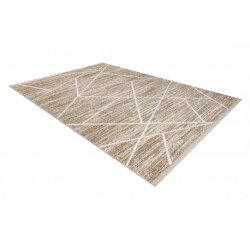 Dywan DUKE 51557 beż / krem - Geometryczny, strukturalny, bardzo miękki, frędzle 120x170cm
