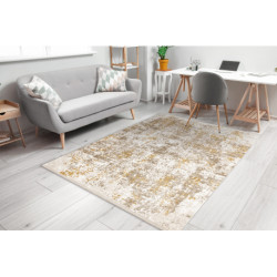 Dywan DUKE 51546 beż / złoty - Vintage, strukturalny, bardzo miękki, frędzle 180x270cm