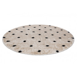 Dywan FLUFFY 2370 koło, shaggy kropki - krem / antracyt koło 160cm