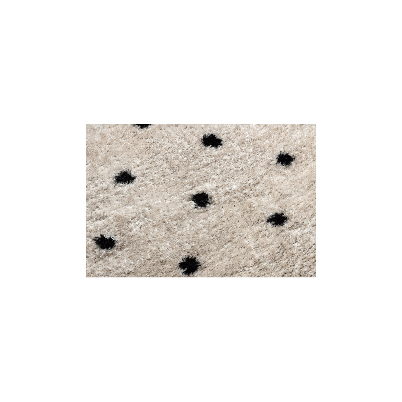 Dywan FLUFFY 2370 koło, shaggy kropki - krem / antracyt koło 160cm