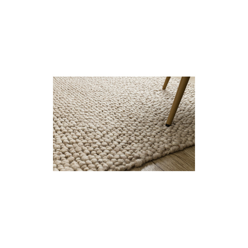 Dywan wełniany TAHAR 99005C beżowy - RĘCZNIE TKANY pętęlkowy, jednolity 120x180cm