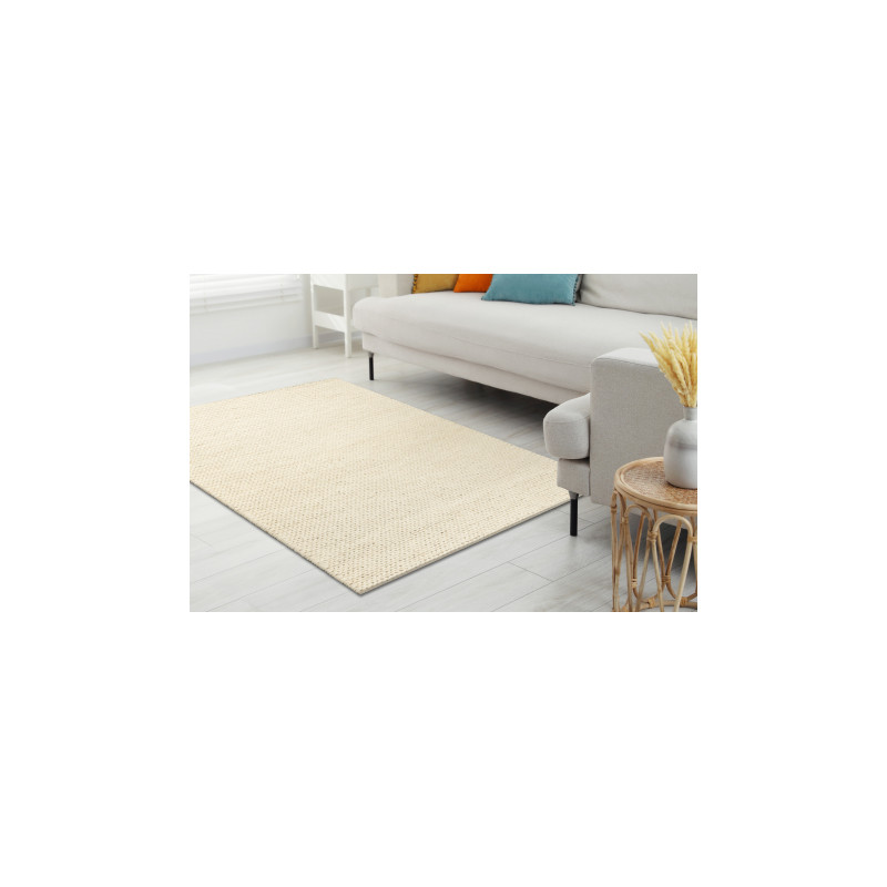 Dywan wełniany TAHAR 99004B krem - RĘCZNIE TKANY pętęlkowy, jednolity 90x150cm Dywan wełniany TAHAR 99004B krem - RĘCZNIE TKANY pętęlkowy, jednolity 90x150cm