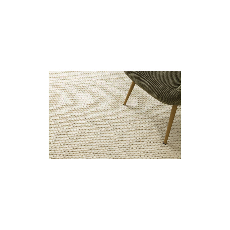 Dywan wełniany TAHAR 99004B krem - RĘCZNIE TKANY pętęlkowy, jednolity 160x240cm