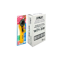 OLFA Nóż krążkowy z ostrzem o średnicy 60mm do cięcia tkanin, skóry naturalnej i sztucznej, papieru, folii, itp Model RTY-3/G
