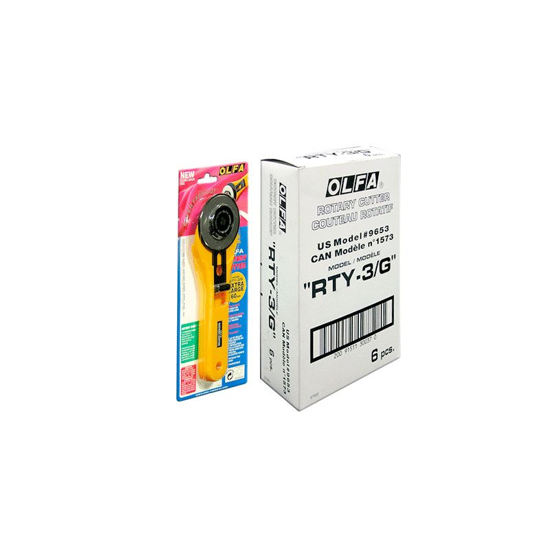 OLFA Nóż krążkowy z ostrzem o średnicy 60mm do cięcia tkanin, skóry naturalnej i sztucznej, papieru, folii, itp Model RTY-3/G