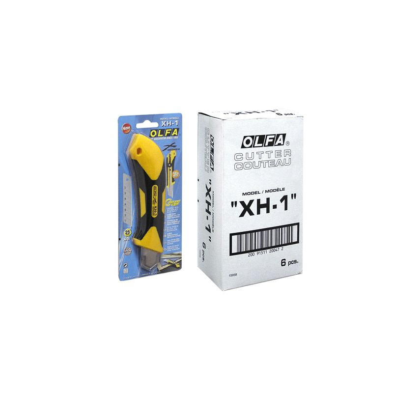 OLFA Nóż grupy Extra Heavy Duty z rękojeścią typy X-design wykonaną z polimeru wypełnionego włóknem szklanym z elastomerową, antypoślizgową wkładką. Model XH-1