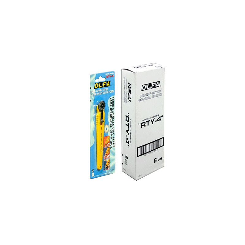 OLFA Nóż krążkowy z ostrzem o średnicy 18mm do cięcia tkanin, skóry naturalnej i sztucznej, papieru folii. Model RTY-4 OLFA Nóż krążkowy z ostrzem o średnicy 18mm do cięcia tkanin, skóry naturalnej i sztucznej, papieru folii. Model RTY-4