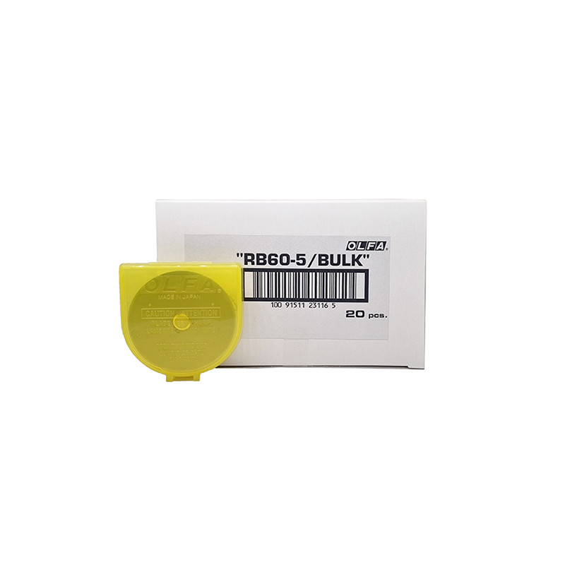 OLFA ostrza RB60 Opakowanie jednostkowe zawiera 1 ostrze krążkowe RB60 -średnicy 60mm- w plastikowym pudełku na karcie typu blister.