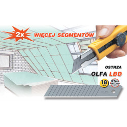 OLFA ostrza LBD Opakowanie jednostkowe zawiera 50 szt. ostrzy segmentowych LBD w plastikowym pudełku. OLFA ostrza LBD Opakowanie jednostkowe zawiera 50 szt. ostrzy segmentowych LBD w plastikowym pudełku.