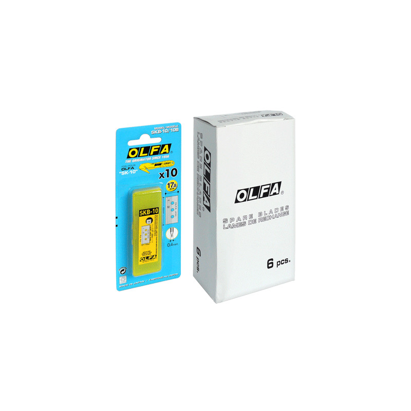 OLFA ostrza SKB-10 Opakowanie jednostkowe zawiera 10 szt. ostrzy SKB-10 w plastikowym pudełku.