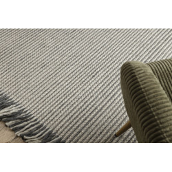 Dywan wełniany TAHAR 99003F krem / szary - RĘCZNIE TKANY Linie, frędzle 90x150cm Dywan wełniany TAHAR 99003F krem / szary - RĘCZNIE TKANY Linie, frędzle 90x150cm