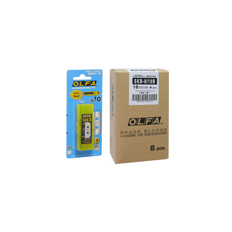 OLFA ostrza SKB-8 Opakowanie jednostkowe zawiera 10 szt. ostrzy SKB-8 w plastikowym pudełku.