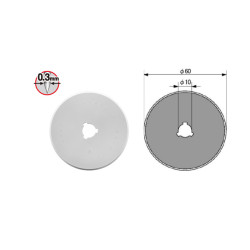 OLFA ostrza RB60H Opakowanie jednostkowe zawiera 1 ostrze krążkowe RB60 -średnica 60mm- w plastikowym pudełku na karcie typu blister.