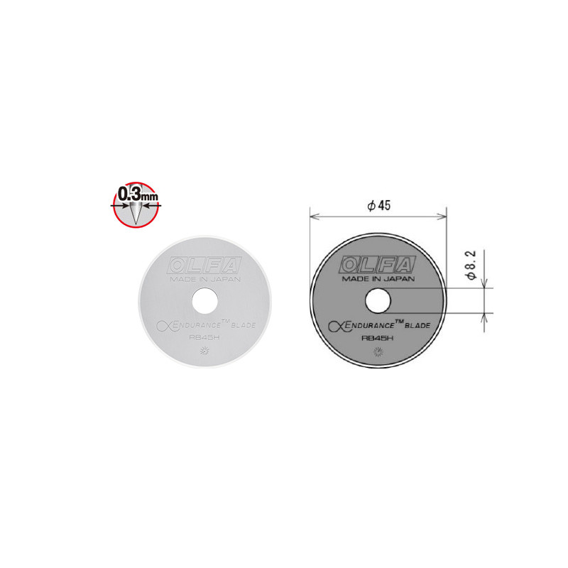 OLFA ostrza RB45H Opakowanie jednostkowe zawiera 1 ostrze krążkowe RB45 -średnica 45mm- w plastikowym pudełku na karcie typu blister. OLFA ostrza RB45H Opakowanie jednostkowe zawiera 1 ostrze krążkowe RB45 -średnica 45mm- w plastikowym pudełku na karcie typu blister.