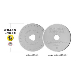 OLFA ostrza RB45H Opakowanie jednostkowe zawiera 1 ostrze krążkowe RB45 -średnica 45mm- w plastikowym pudełku na karcie typu blister. OLFA ostrza RB45H Opakowanie jednostkowe zawiera 1 ostrze krążkowe RB45 -średnica 45mm- w plastikowym pudełku na karcie typu blister.