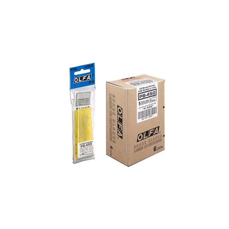 OLFA ostrza PB-450 Opakowanie jednostkowe zawiera 5 szt. ostrzy zapasowych PB450 w plastikowym pudełku. Do noża P-450 i PC-S.
