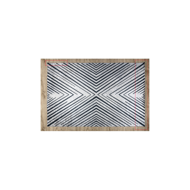 Dywan do prania ANDRE 2381 Paski, geometryczny antypoślizgowy szary / czarny - 2 GATUNEK 180x270cm