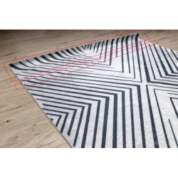 Dywan do prania ANDRE 2381 Paski, geometryczny antypoślizgowy szary / czarny - 2 GATUNEK 180x270cm
