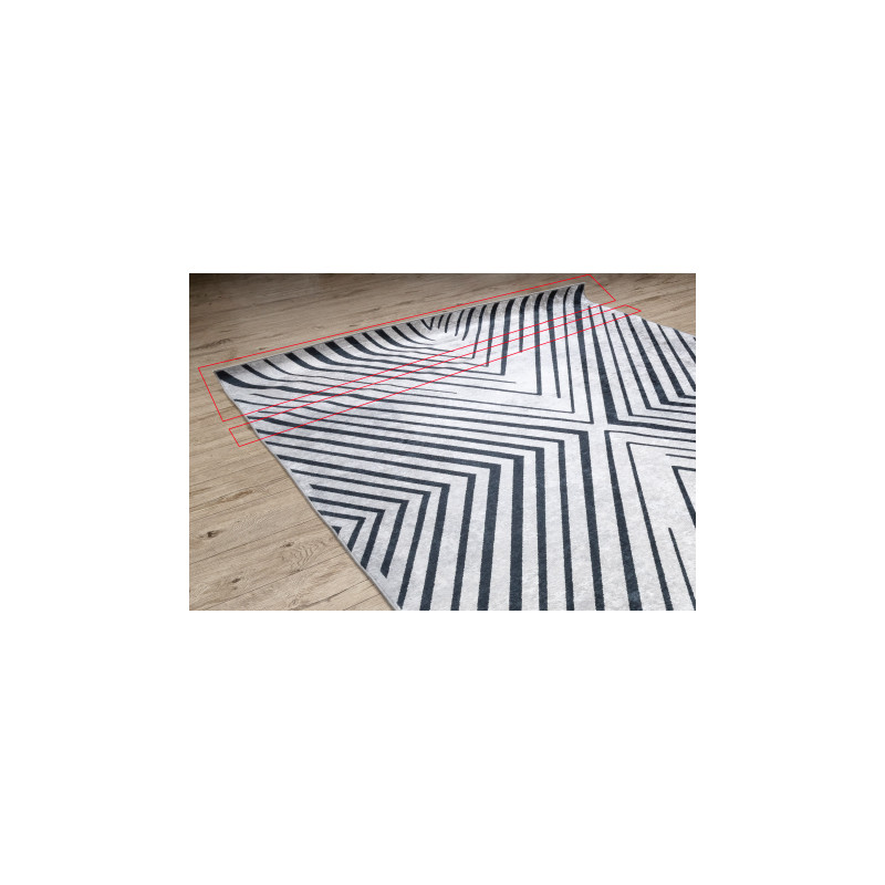 Dywan do prania ANDRE 2381 Paski, geometryczny antypoślizgowy szary / czarny - 2 GATUNEK 180x270cm