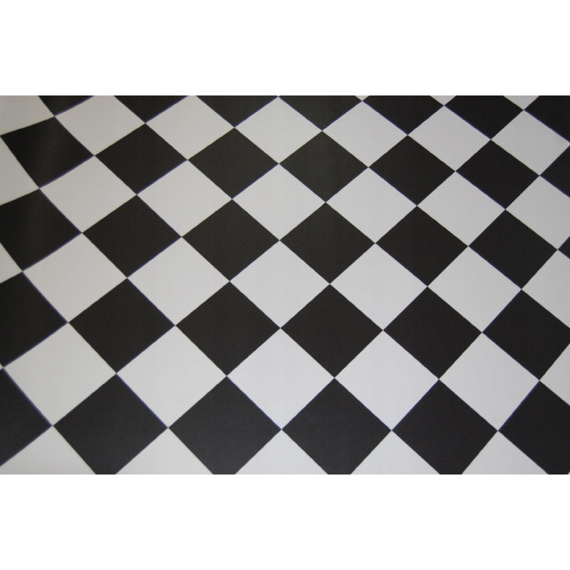 PVC Bodenbelag Schachbrett Optik 200 cm Schwarz Weiss Boden York 99