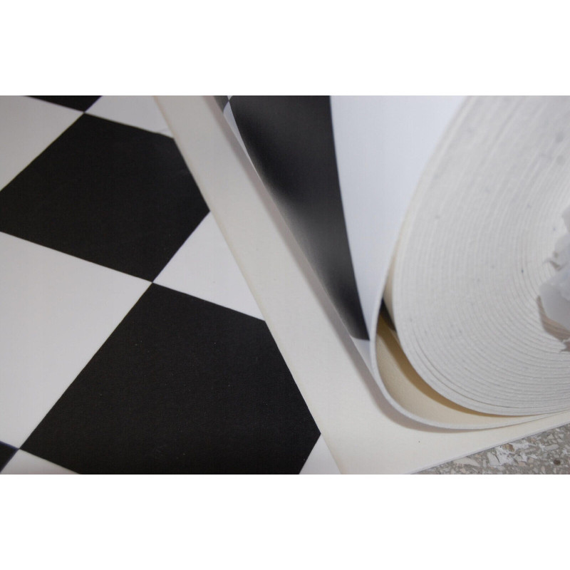 PVC Bodenbelag Schachbrett Optik 200 cm Schwarz Weiss Boden York 99