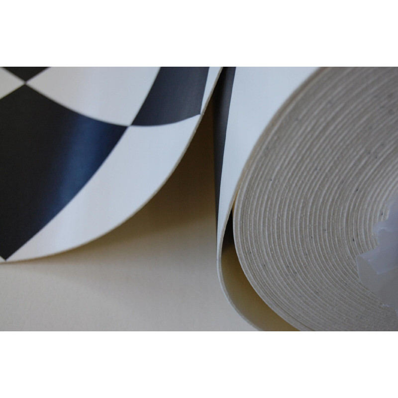 PVC Bodenbelag Schachbrett Optik 200 cm Schwarz Weiss Boden York 99
