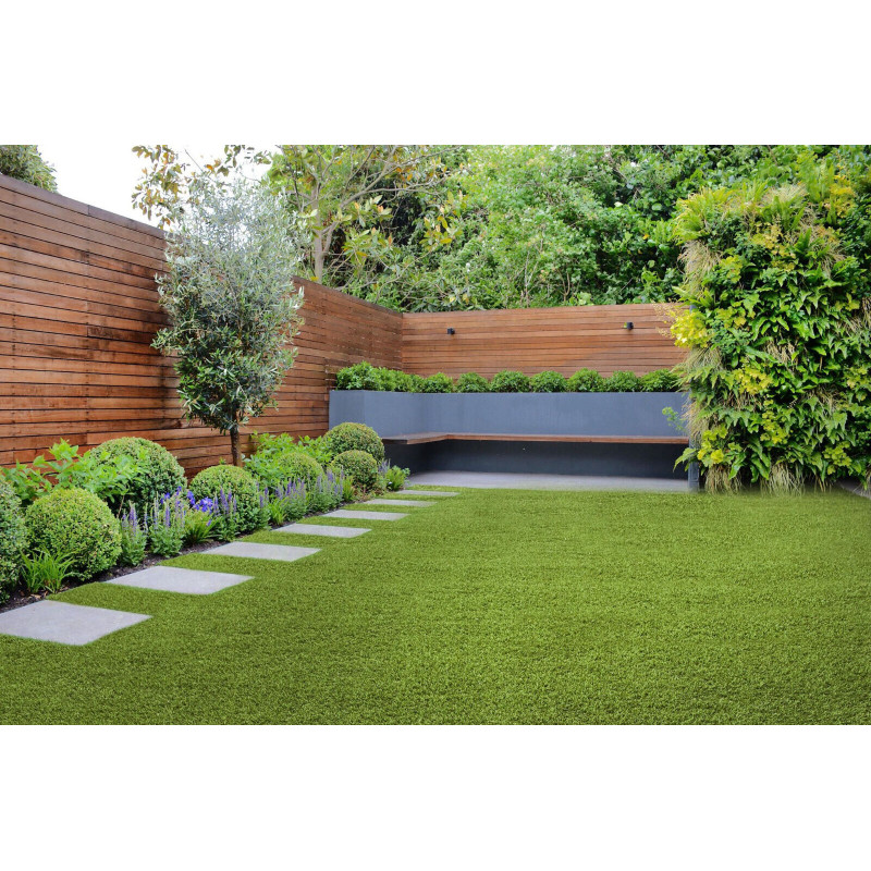 Kunstrasen Rasenteppich für außen Garten Balkon Terrasse meterware Intens Verde