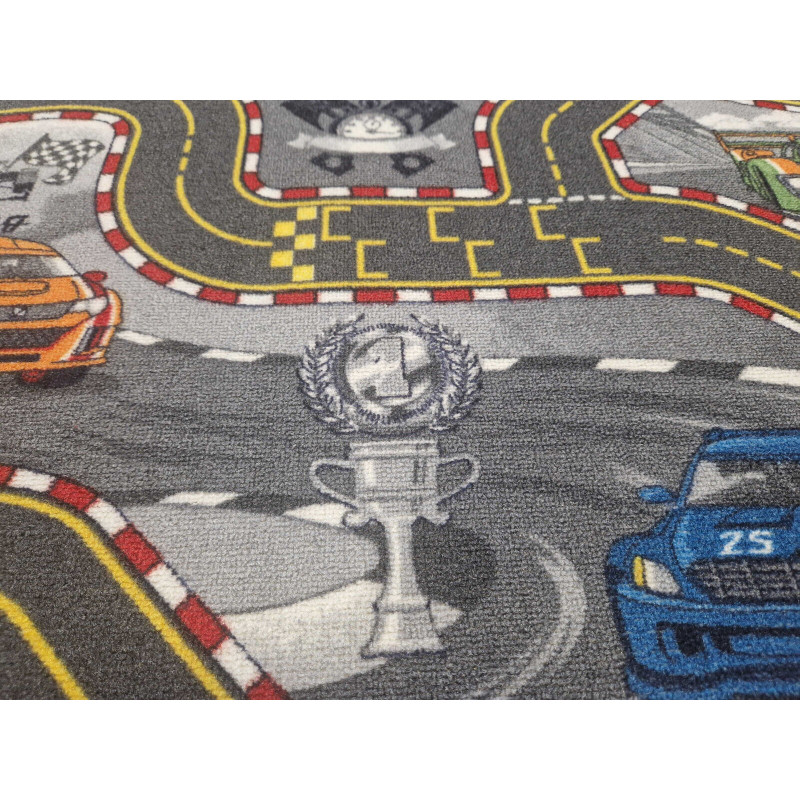 Kinderteppich Spielteppich Straßenteppich Racers Straßen Autos Cars grau Attest