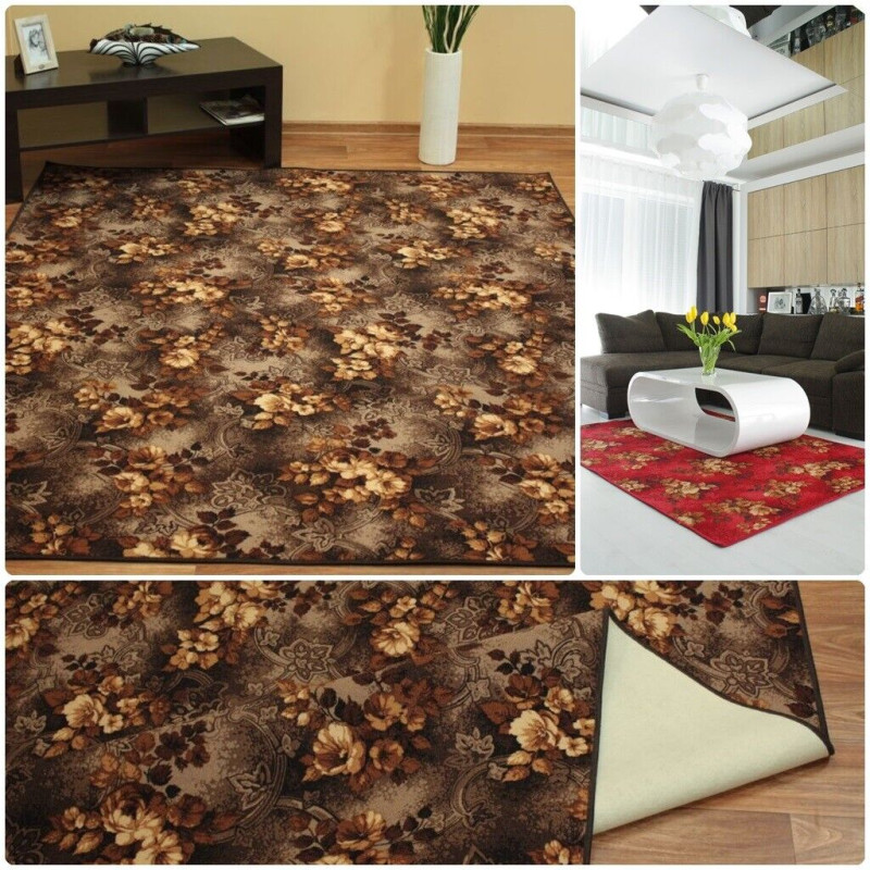 Teppich Teppichboden Wilstar Wohnzimmer Blumen braun rot meterware nach Maß Teppich Teppichboden Wilstar Wohnzimmer Blumen braun rot meterware nach Maß